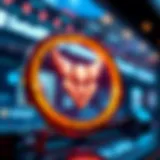 A futuristic representation of the Aidoge cryptocurrency logo