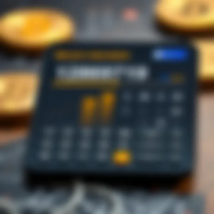 Graphical interface of a Bitcoin calculator