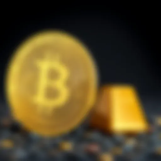Symbolic representation of Bitcoin and gold as digital and traditional assets