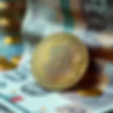 Cryptocurrency symbol blending with traditional currency images