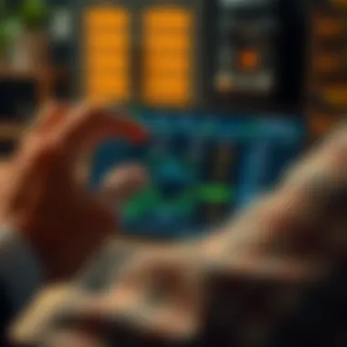 Visual representation of a user interacting with a currency converter