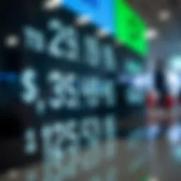 Currency exchange rates on a digital display