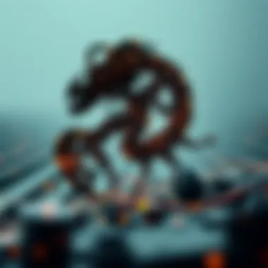 Abstract representation of evolution alongside blockchain technology