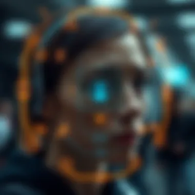 Illustration of user authentication through facial recognition