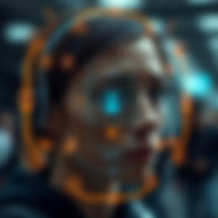 Illustration of user authentication through facial recognition