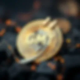 Illustration of GMT coin symbol with blockchain elements