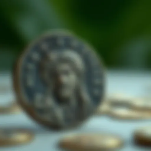 An ancient coin featuring religious symbols