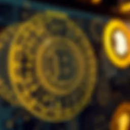 An intricate blockchain diagram illustrating cryptocurrency transactions