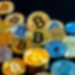 A conceptual illustration of cryptocurrency symbols