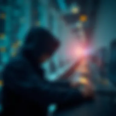 Illustration of a man-in-the-middle attack scenario showcasing data interception