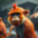 A vibrant digital art representation of monkey NFTs showcasing unique traits