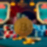 Digital representation of Bitcoin and casino chips