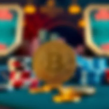 Digital representation of Bitcoin and casino chips