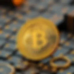 A detailed illustration of the PHB coin with blockchain elements