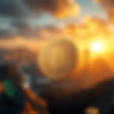 Conceptual representation of Sui Coin in a digital landscape