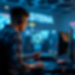 An illustration showing the integration of blockchain technology in gaming.