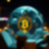 A conceptual representation of traditional banking merging with cryptocurrency