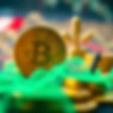 Futuristic concept of cryptocurrency market dynamics