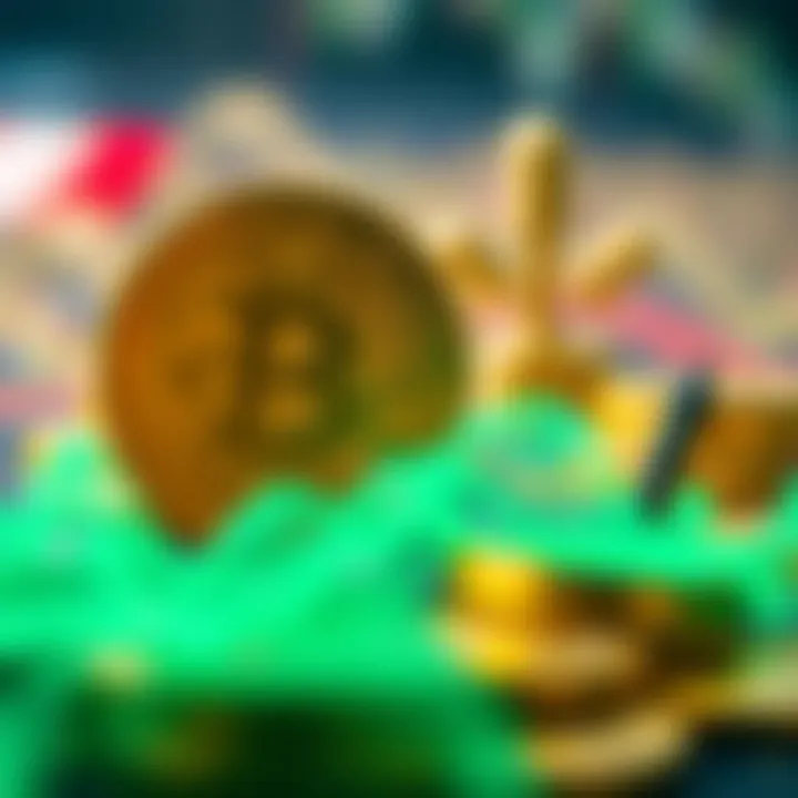 Futuristic concept of cryptocurrency market dynamics